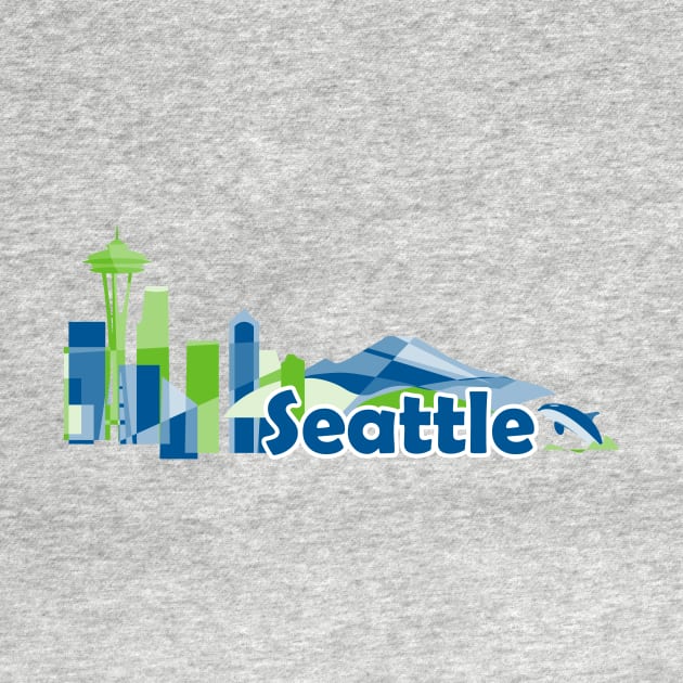 Souvenir for Seattle Washington with Skyline in Modern Colorful geometric shapes by supergeometric